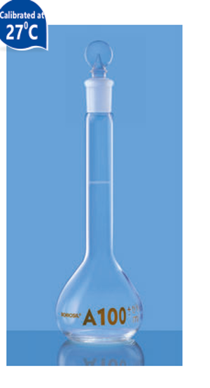 Volumetric Flask Class A with Interchangeable Solid Glass Stopper - 1000 ml