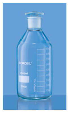 Plain Narrow Mouth Reagent Bottle With Inter-changeable Flat Head Stopper - 125 ml