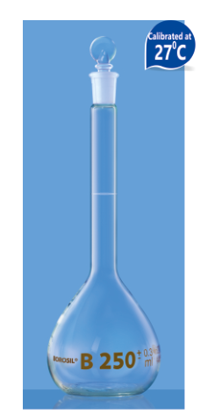 Volumetric Class B Flask with Interchangeable Solid Glass Stopper - 100 ml