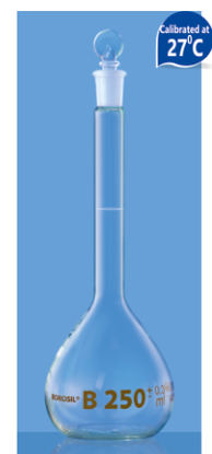 Volumetric Class B Flask with Interchangeable Solid Glass Stopper - 500 ml	