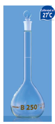 Volumetric Class B Flask with Interchangeable Solid Glass Stopper - 2000 ml	