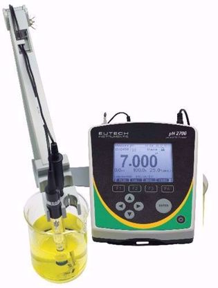 pH 2700 meter with glass body, open pore pH electrode EC620131, ATC Probe PH5TEMB01P, integral electrode holder , 100/240 VAC Adapter and RS232 cable